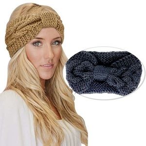 Black Winter Bow Knit Headband